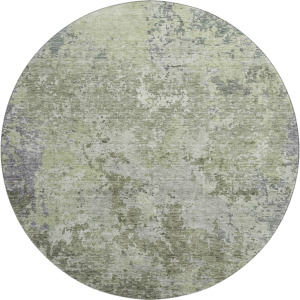 Luxury Washable Indoor/Outdoor Bresca Green 8' x 8' Round Rug