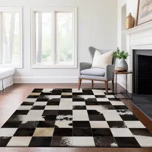 Luxury Washable Indoor/Outdoor Bozeman Black 9\' x 12\' Rug