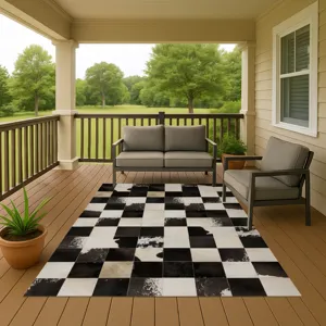 Luxury Washable Indoor/Outdoor Bozeman Black 9\' x 12\' Rug