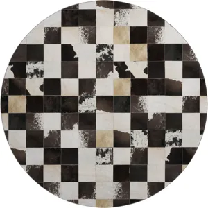 Luxury Washable Indoor/Outdoor Bozeman Black 8\' x 8\' Round Rug