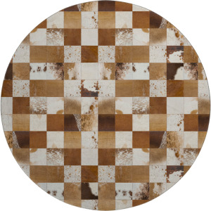 Luxury Washable Indoor/Outdoor Bozeman Brown 8' x 8' Round Rug