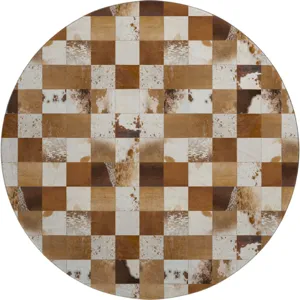 Luxury Washable Indoor/Outdoor Bozeman Brown 8\' x 8\' Round Rug