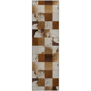 Luxury Washable Indoor/Outdoor Bozeman Brown 2\'3\" x 7\'6\" Runner Rug