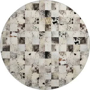 Luxury Washable Indoor/Outdoor Bozeman Cream 8\' x 8\' Round Rug