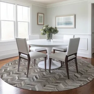 Luxury Washable Indoor/Outdoor Bozeman Gray 8\' x 8\' Round Rug