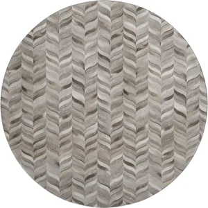 Luxury Washable Indoor/Outdoor Bozeman Gray 8\' x 8\' Round Rug
