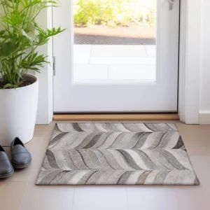 Luxury Washable Indoor/Outdoor Bozeman Gray 1\'8\" x 2\'6\" Rug