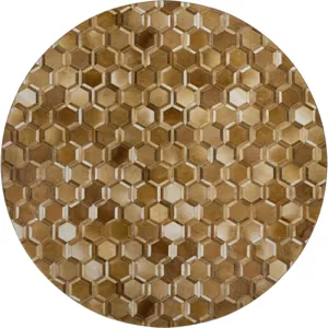Luxury Washable Indoor/Outdoor Bozeman Brown 8\' x 8\' Round Rug