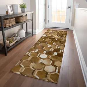 Luxury Washable Indoor/Outdoor Bozeman Brown 2\'3\" x 7\'6\" Runner Rug