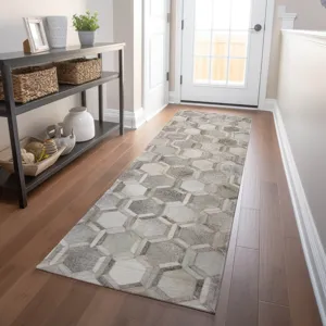 Luxury Washable Indoor/Outdoor Bozeman Gray 2\'3\" x 7\'6\" Runner Rug