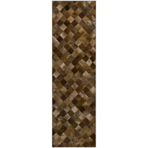 Luxury Washable Indoor/Outdoor Bozeman Brown 2\'3\" x 7\'6\" Runner Rug