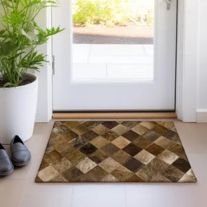 Luxury Washable Indoor/Outdoor Bozeman Brown 1\'8\" x 2\'6\" Rug