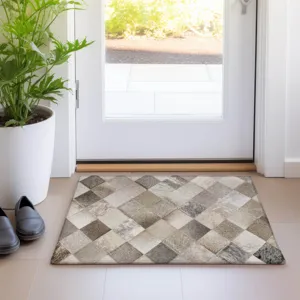 Luxury Washable Indoor/Outdoor Bozeman Gray 1\'8\" x 2\'6\" Rug
