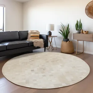 Luxury Washable Indoor/Outdoor Bozeman Linen 8\' x 8\' Round Rug