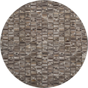 Luxury Washable Indoor/Outdoor Bozeman Gray 8' x 8' Round Rug