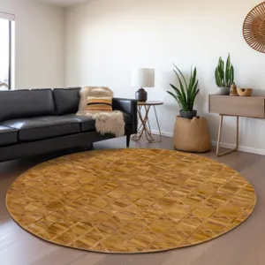 Luxury Washable Indoor/Outdoor Bozeman Rust 8\' x 8\' Round Rug