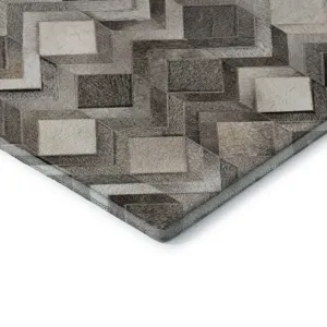 Luxury Washable Indoor/Outdoor Bozeman Gray 1\'8\" x 2\'6\" Rug