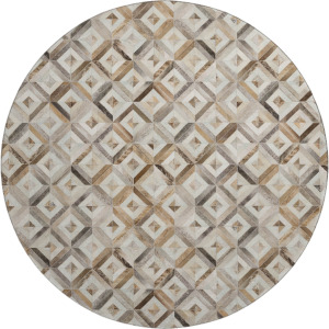 Luxury Washable Indoor/Outdoor Bozeman Gray 8' x 8' Round Rug