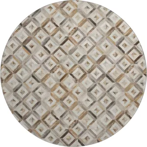 Luxury Washable Indoor/Outdoor Bozeman Gray 8\' x 8\' Round Rug