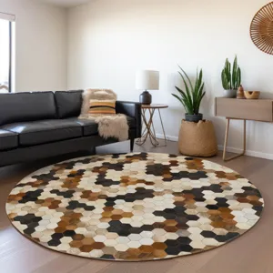 Luxury Washable Indoor/Outdoor Bozeman Dune 8\' x 8\' Round Rug