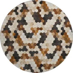 Luxury Washable Indoor/Outdoor Bozeman Dune 8\' x 8\' Round Rug