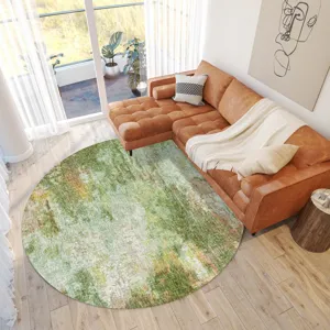 Luxury Washable Boca Sage 8\' x 8\' Round Rug