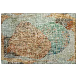 Luxury Washable Boca Teal 1\'8\" x 2\'6\" Rug