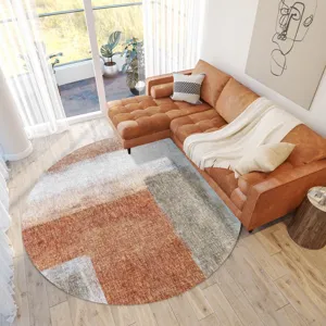 Luxury Washable Boca Salmon 8\' x 8\' Round Rug