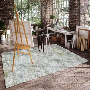 Luxury Washable Boca Seafoam 2\'6\" x 3\'10\" Rug