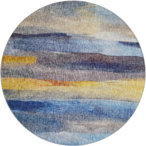 Luxury Washable Boca Blue 8' x 8' Round Rug