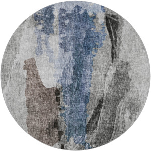 Luxury Washable Boca Pewter 8' x 8' Round Rug