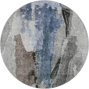 Luxury Washable Boca Pewter 8\' x 8\' Round Rug