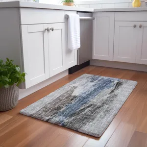 Luxury Washable Boca Pewter 1\'8\" x 2\'6\" Rug