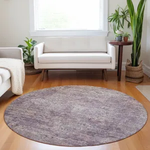 Luxury Washable Indoor/Outdoor Burano Plum 8\' x 8\' Round Rug