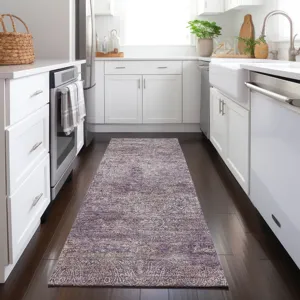 Luxury Washable Indoor/Outdoor Burano Plum 2\'3\" x 7\'6\" Runner Rug