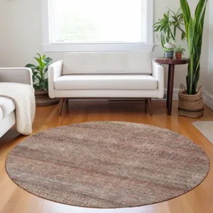 Luxury Washable Indoor/Outdoor Burano Coral 8\' x 8\' Round Rug