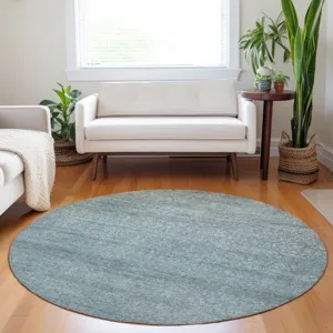 Luxury Washable Indoor/Outdoor Burano Seafoam 8\' x 8\' Round Rug