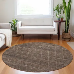 Luxury Washable Indoor/Outdoor Burano Coffee 8\' x 8\' Round Rug