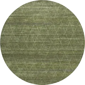 Luxury Washable Indoor/Outdoor Burano Olive 8\' x 8\' Round Rug