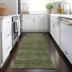 Luxury Washable Indoor/Outdoor Burano Olive 2\'3\" x 7\'6\" Runner Rug