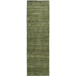 Luxury Washable Indoor/Outdoor Burano Olive 2\'3\" x 7\'6\" Runner Rug