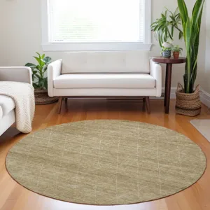 Luxury Washable Indoor/Outdoor Burano Wheat 8\' x 8\' Round Rug