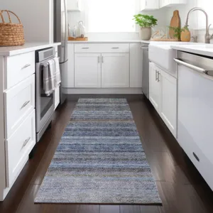 Luxury Washable Indoor/Outdoor Burano Blue 2\'3\" x 7\'6\" Runner Rug