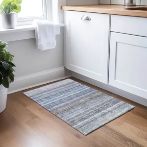 Luxury Washable Indoor/Outdoor Burano Blue 1\'8\" x 2\'6\" Rug