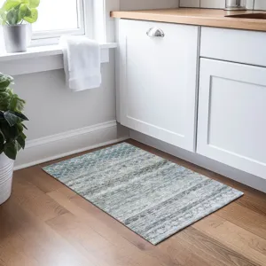 Luxury Washable Indoor/Outdoor Burano Blue 1\'8\" x 2\'6\" Rug