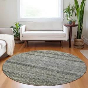 Luxury Washable Indoor/Outdoor Burano Pewter 8\' x 8\' Round Rug