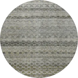 Luxury Washable Indoor/Outdoor Burano Pewter 8\' x 8\' Round Rug