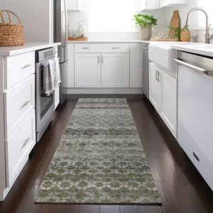 Luxury Washable Indoor/Outdoor Burano Pewter 2\'3\" x 7\'6\" Runner Rug