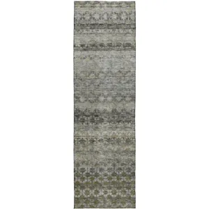 Luxury Washable Indoor/Outdoor Burano Pewter 2\'3\" x 7\'6\" Runner Rug