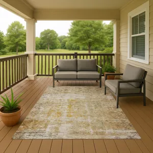 Luxury Washable Indoor/Outdoor Burano Gold 9\' x 12\' Rug